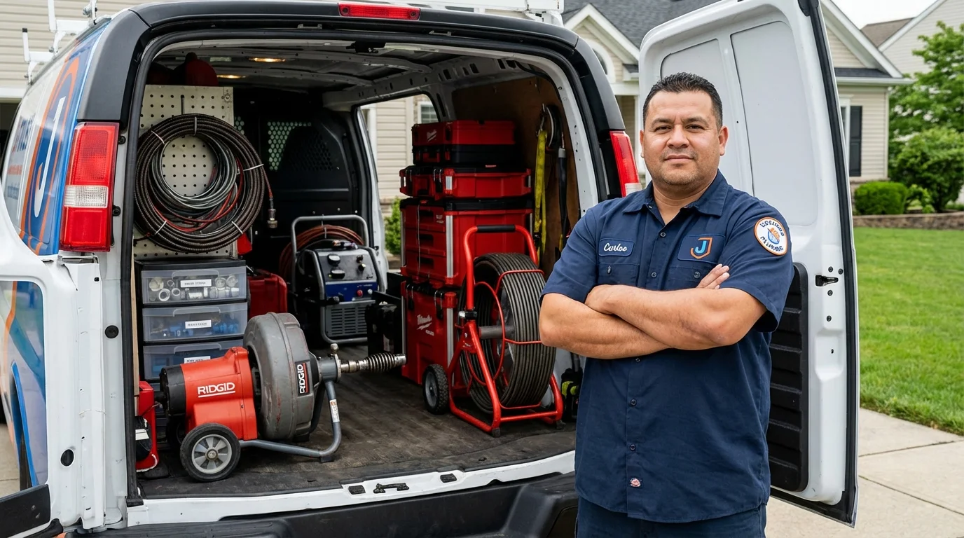 Professional drain cleaning equipment and Johns Plumbing LLC plumber in Los Alamitos